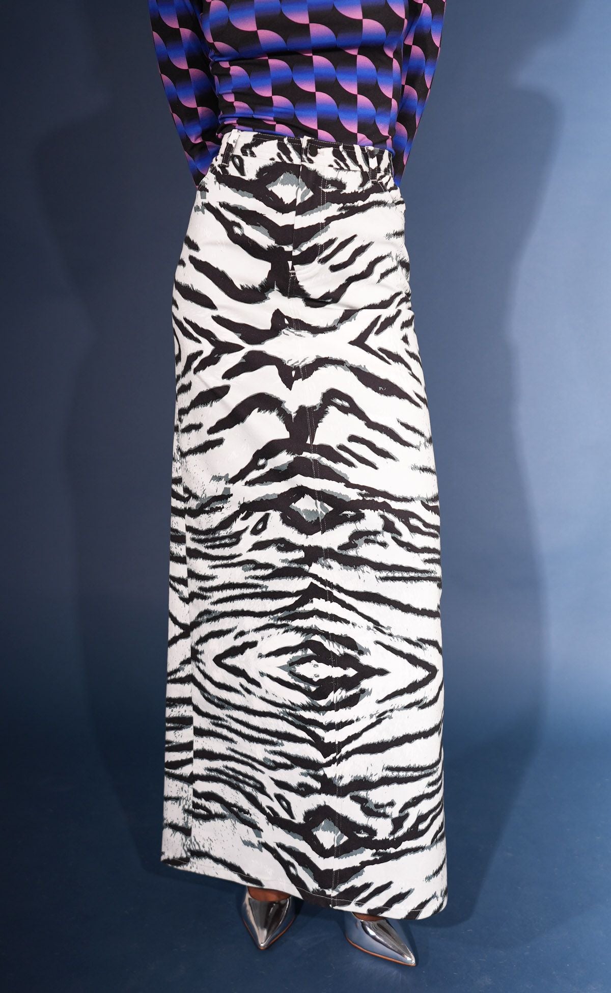 Snow Tiger Denim Maxi Skirt