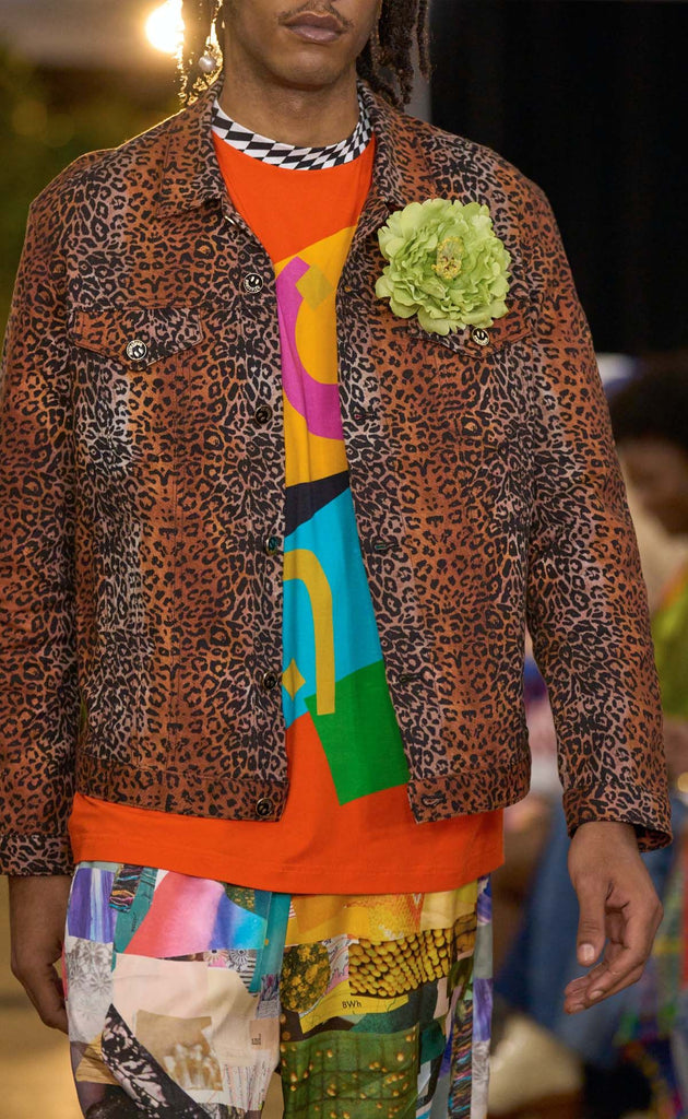 Genderless Leopard Denim Jacket