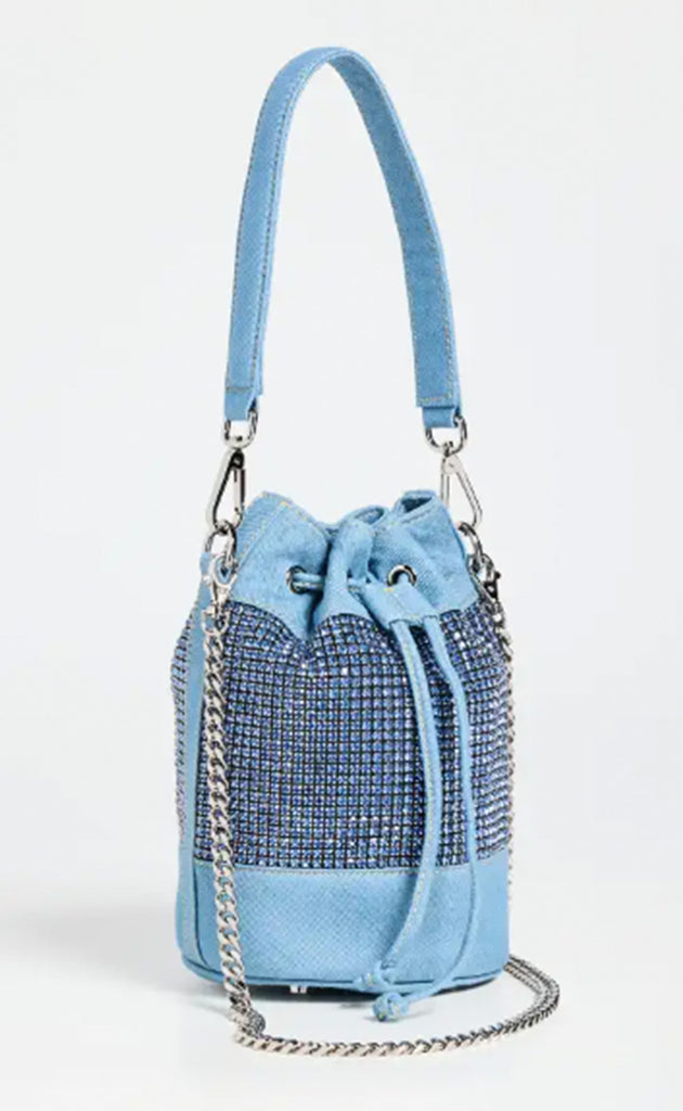 Blue Denim and Crystal Bucket Bag