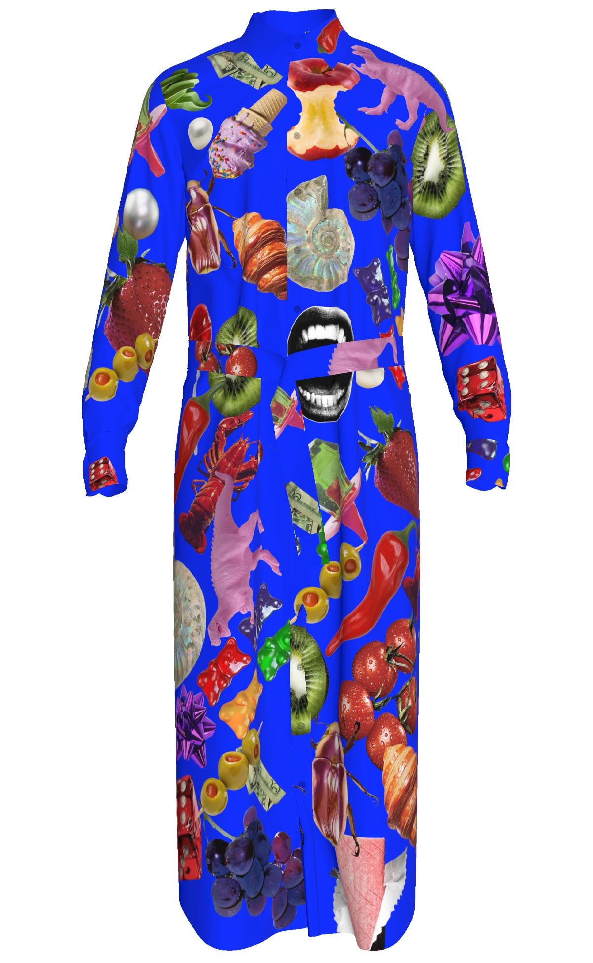 "Blue Print" Maxi Button-Up Shirt Dress