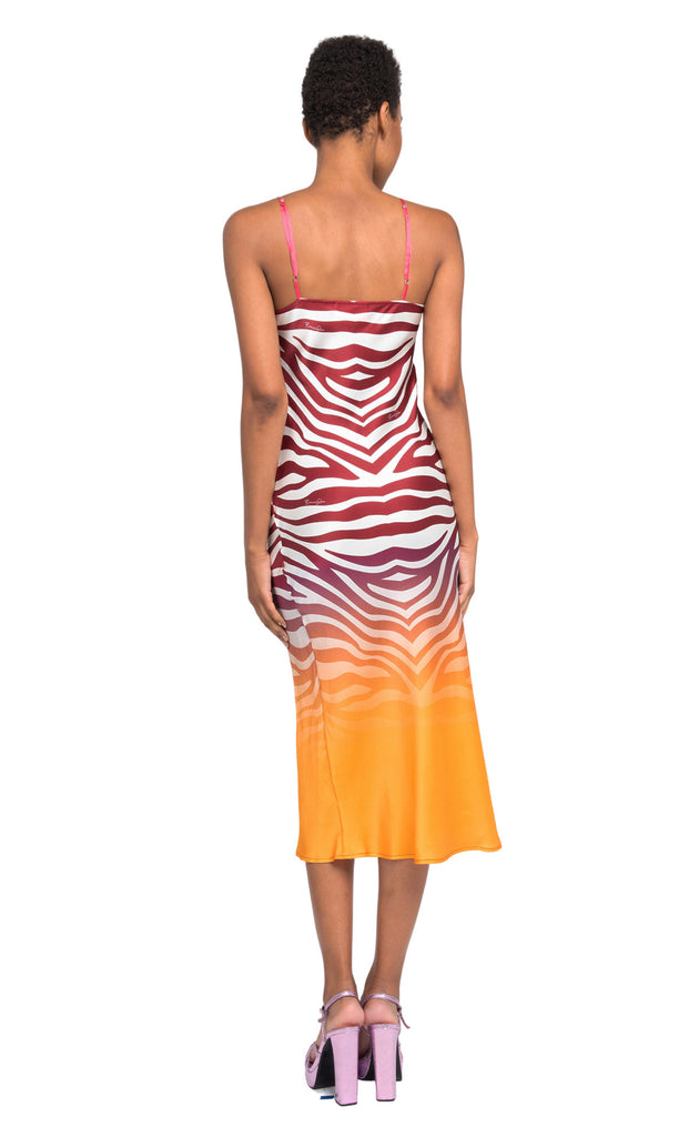 Wine Zebra Ombre Silk Slip Dress