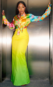 Limeade Denim Maxi Skirt