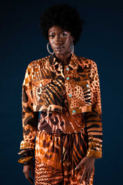 Wild Animal Cropped Denim Jacket
