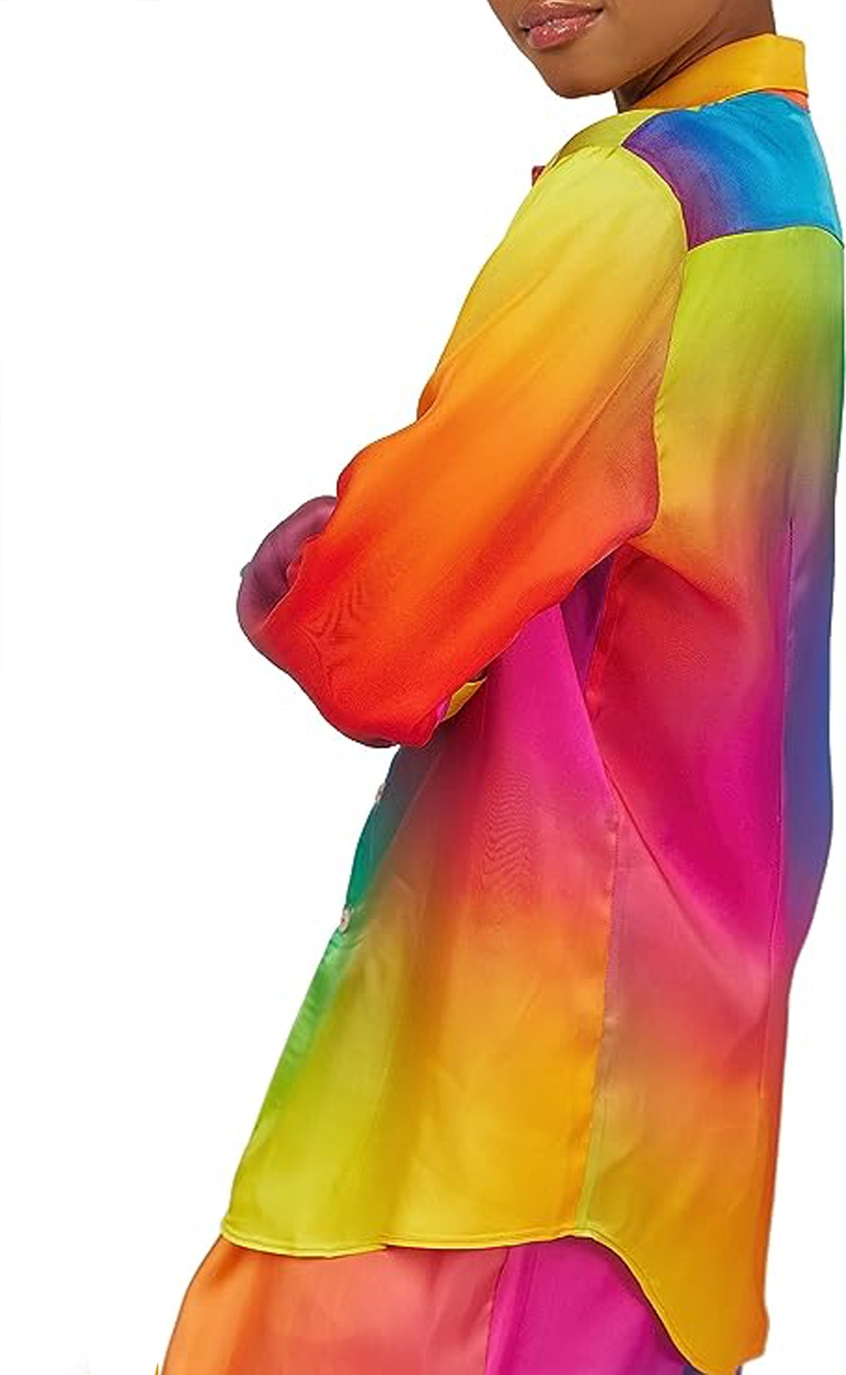 Rainbow Gradient Button-Up in Cupro