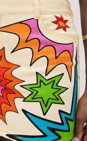 Play Print Denim Mini Skirt