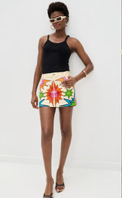 Play Print Denim Mini Skirt