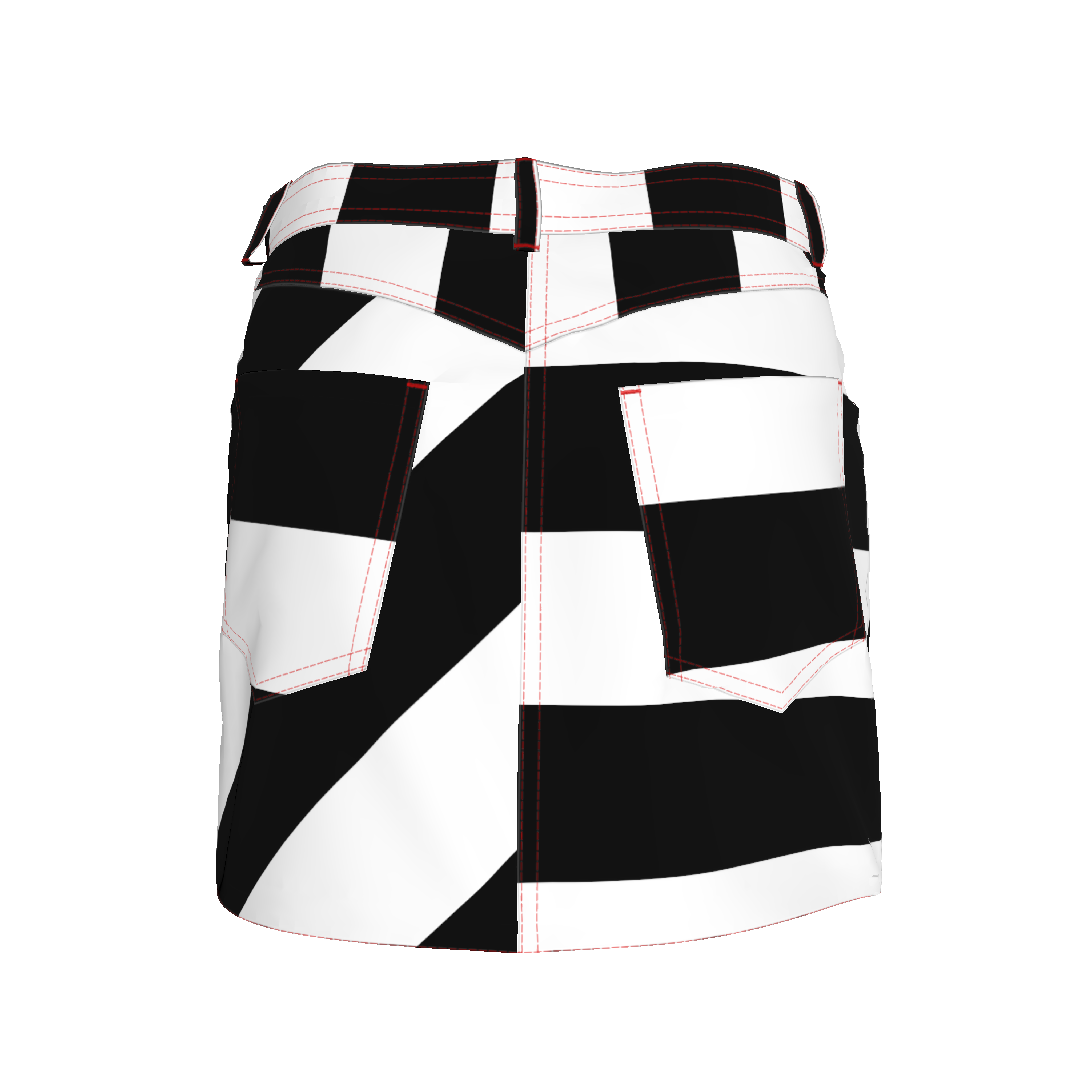 Black and White Striped Denim Mini Skirt