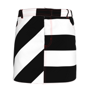 Black and White Striped Denim Mini Skirt