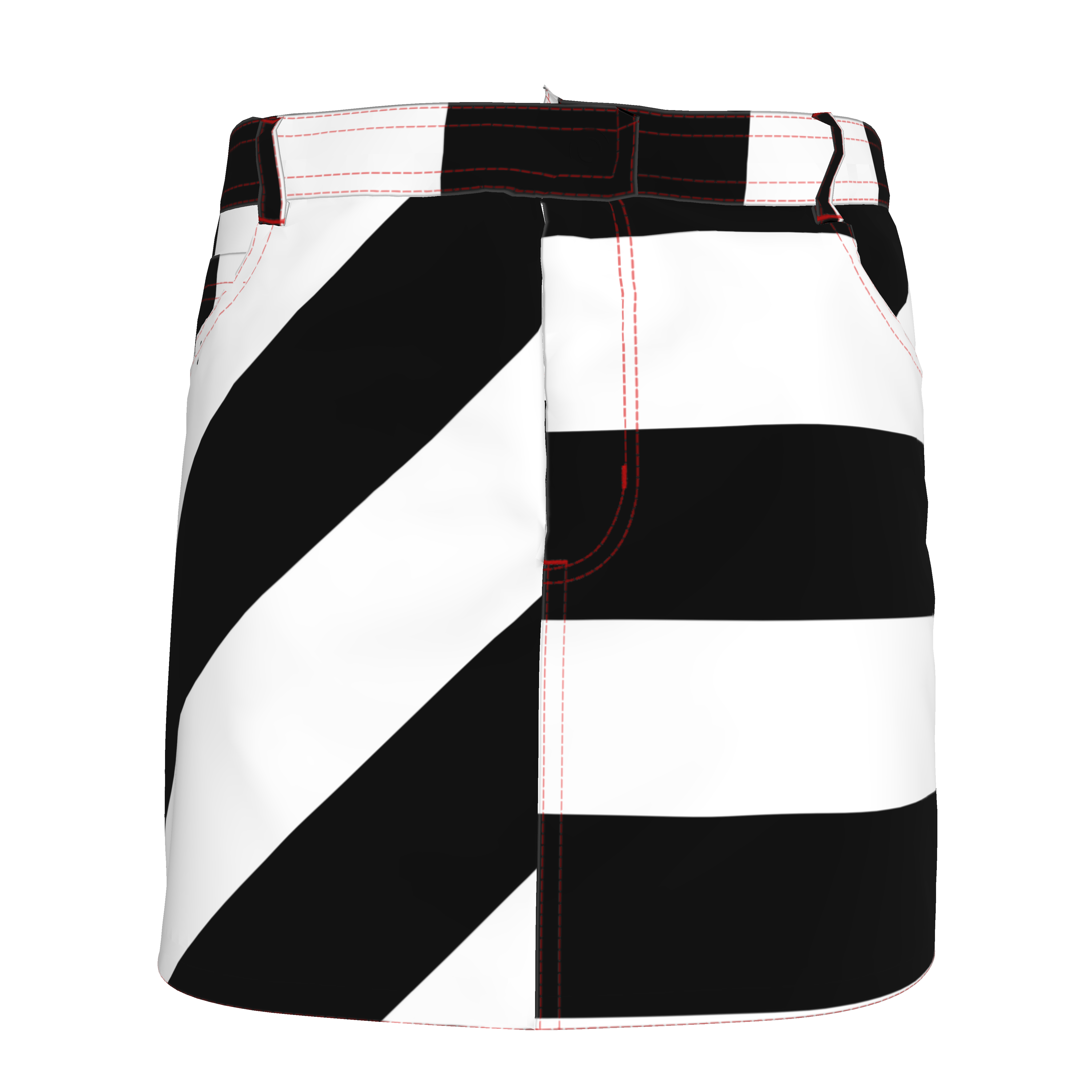 Black and White Striped Denim Mini Skirt