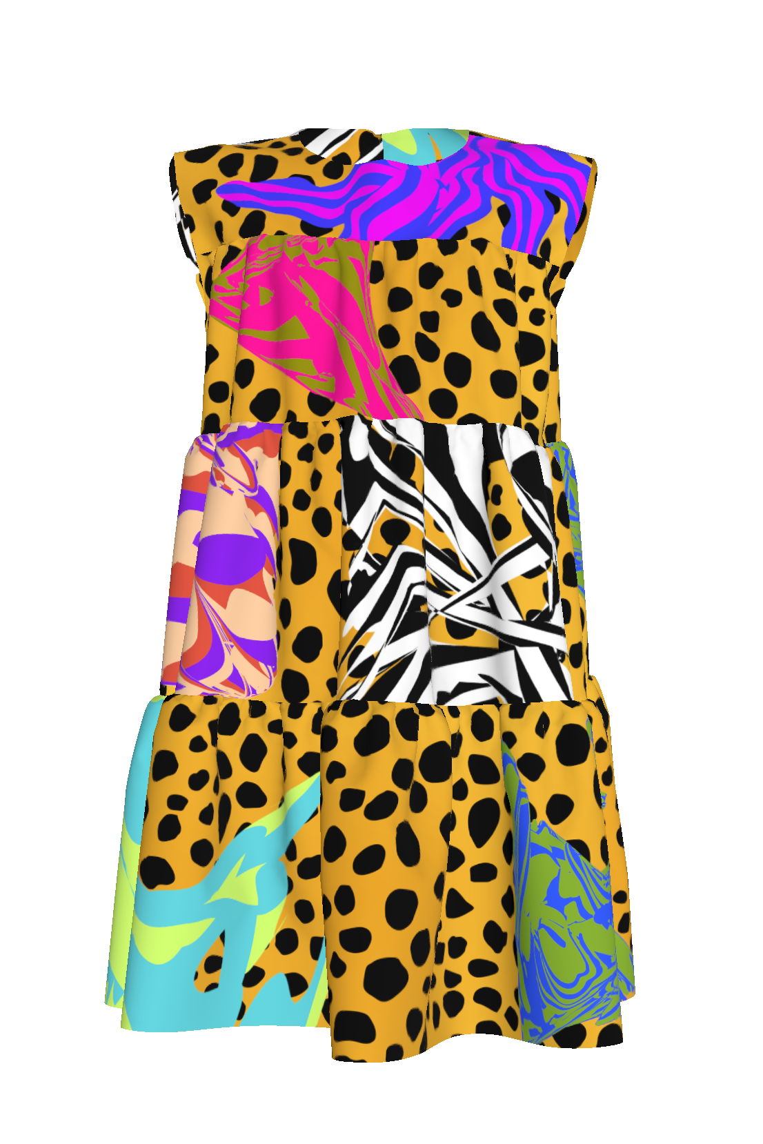 BruceGlen Cheetah Scramble Tiered Dress