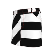 Black and White Striped Denim Mini Skirt