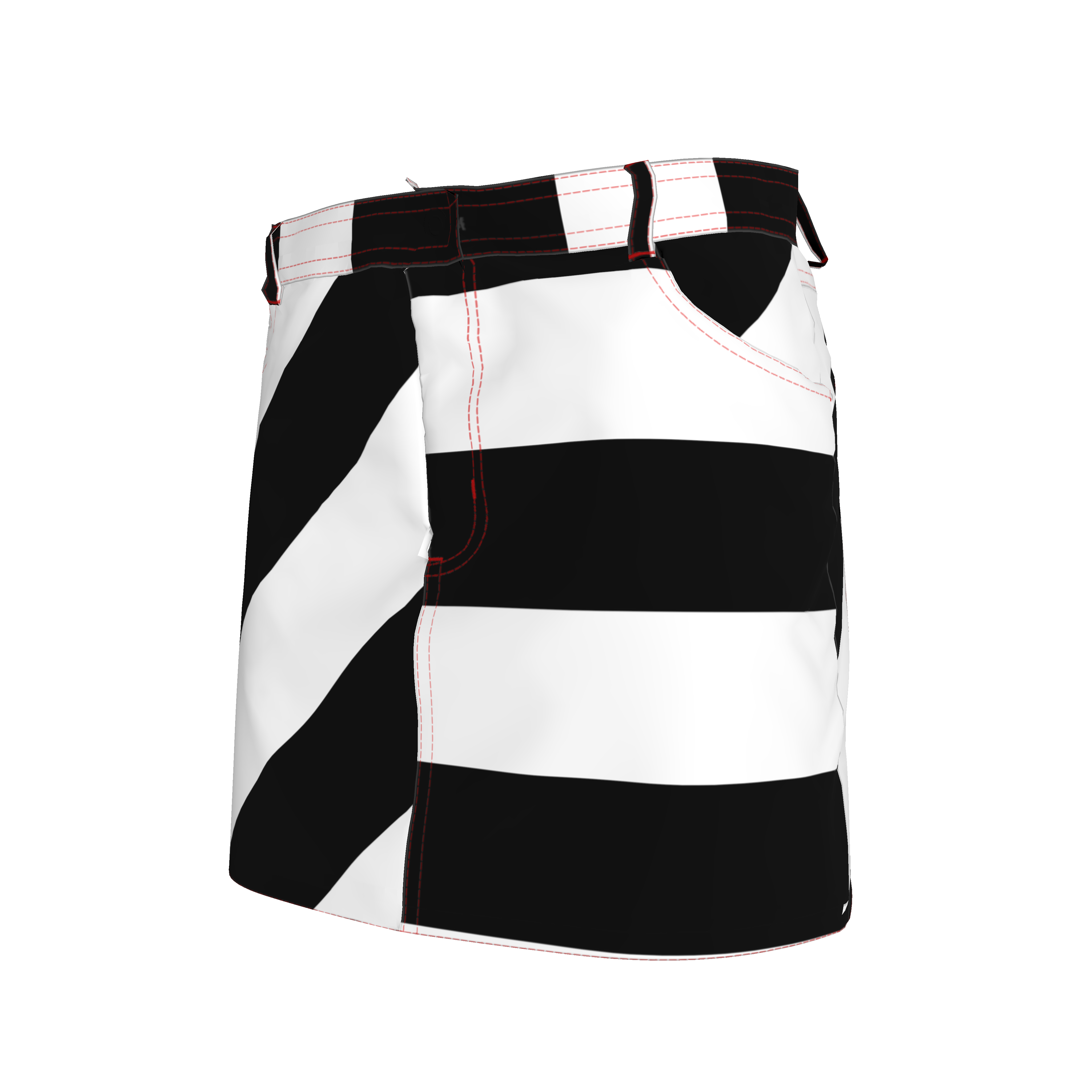 Black and White Striped Denim Mini Skirt
