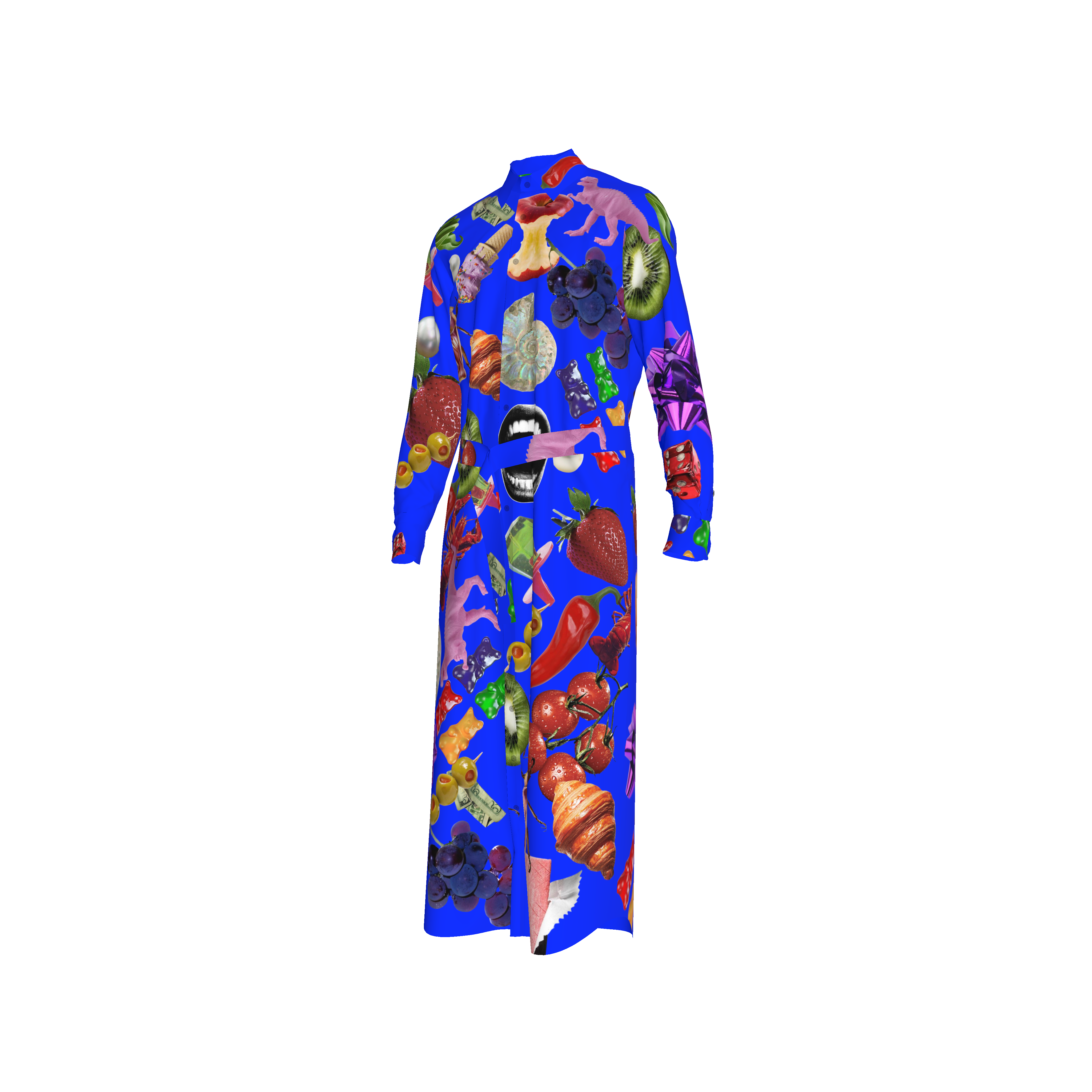 "Blue Print" Maxi Button-Up Shirt Dress