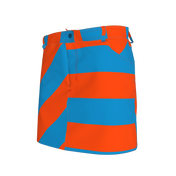 Blue and Orange Striped Denim Mini Skirt