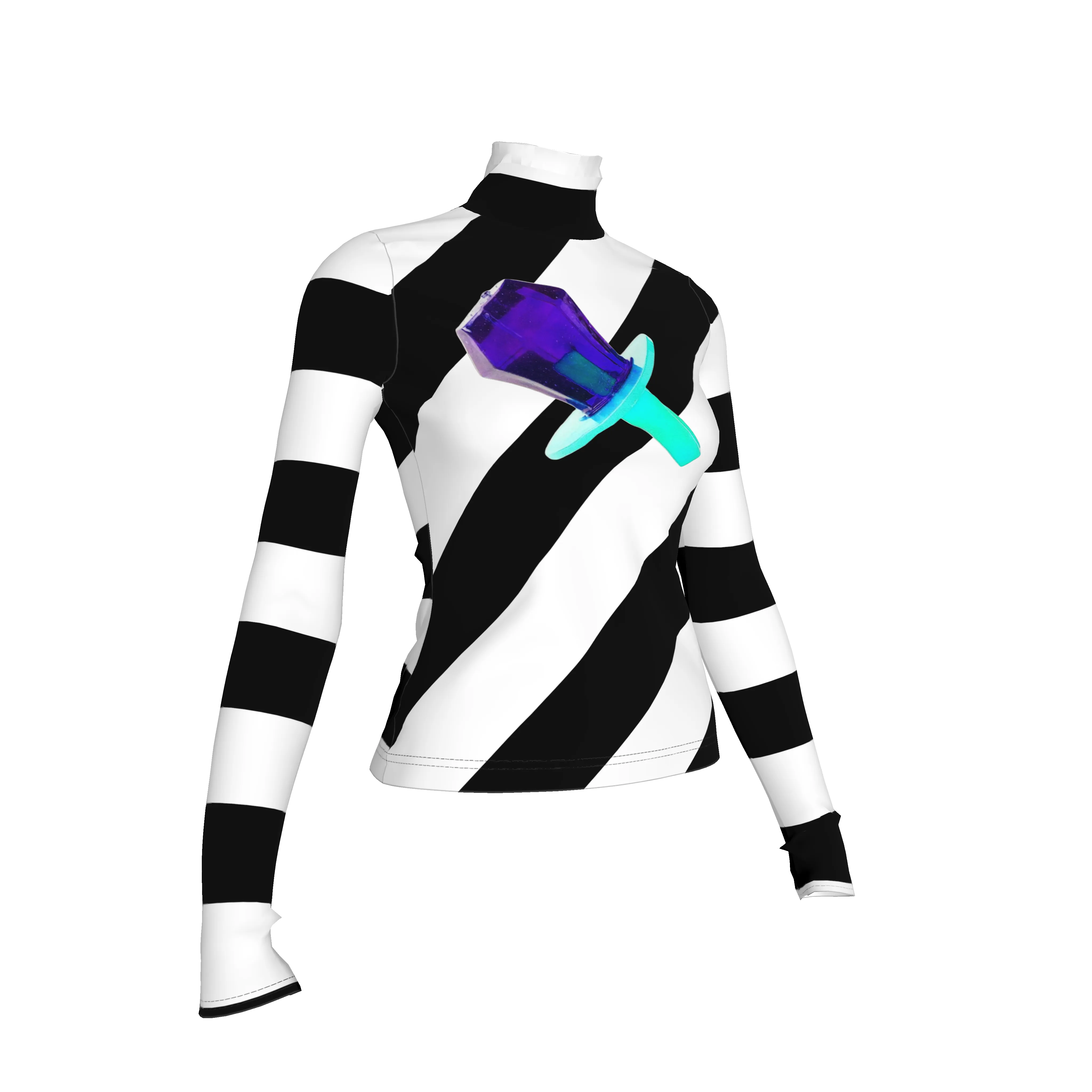 Black and White Ring Pop Stripe Turtleneck