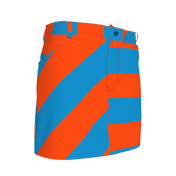 Blue and Orange Striped Denim Mini Skirt