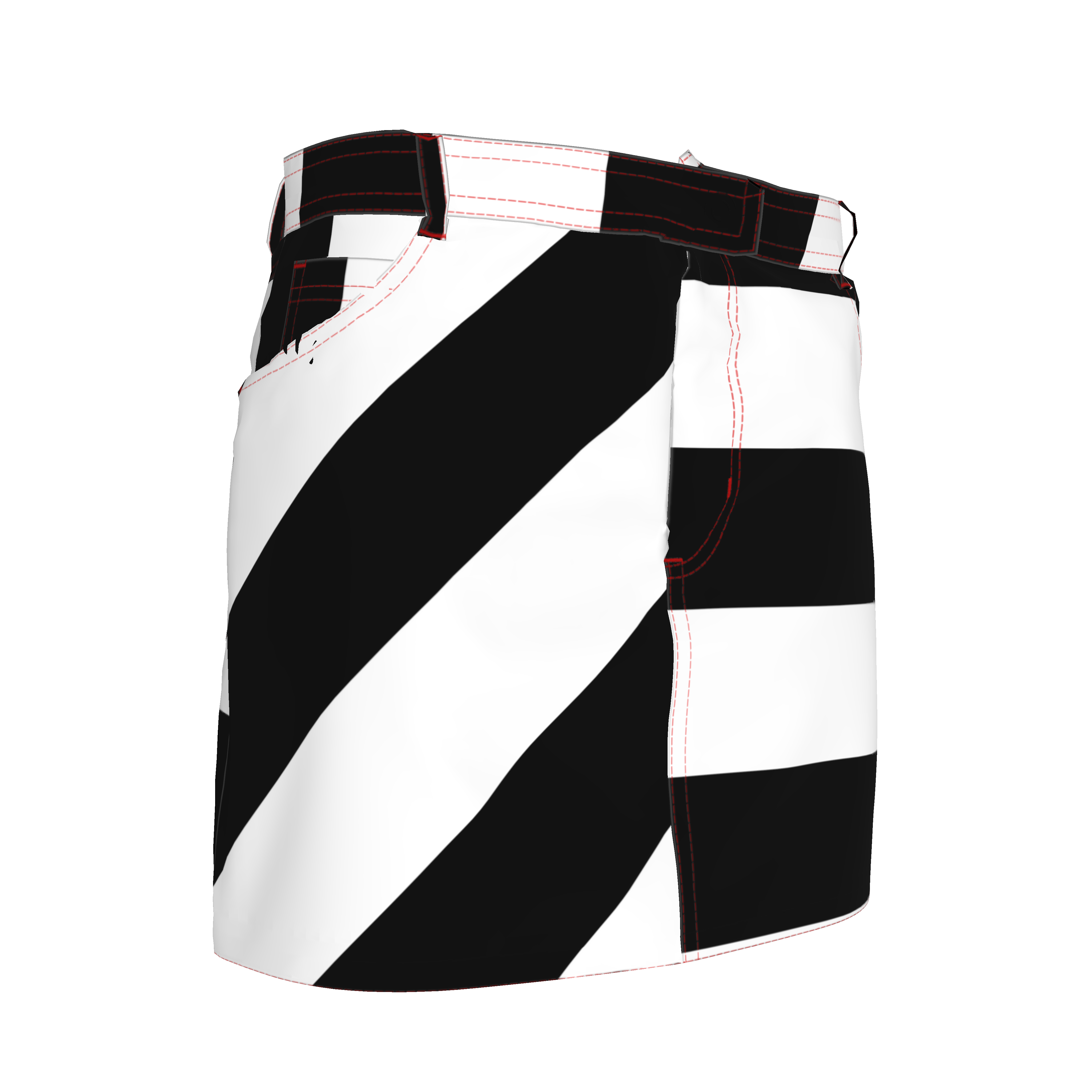Black and White Striped Denim Mini Skirt