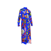 "Blue Print" Maxi Button-Up Shirt Dress