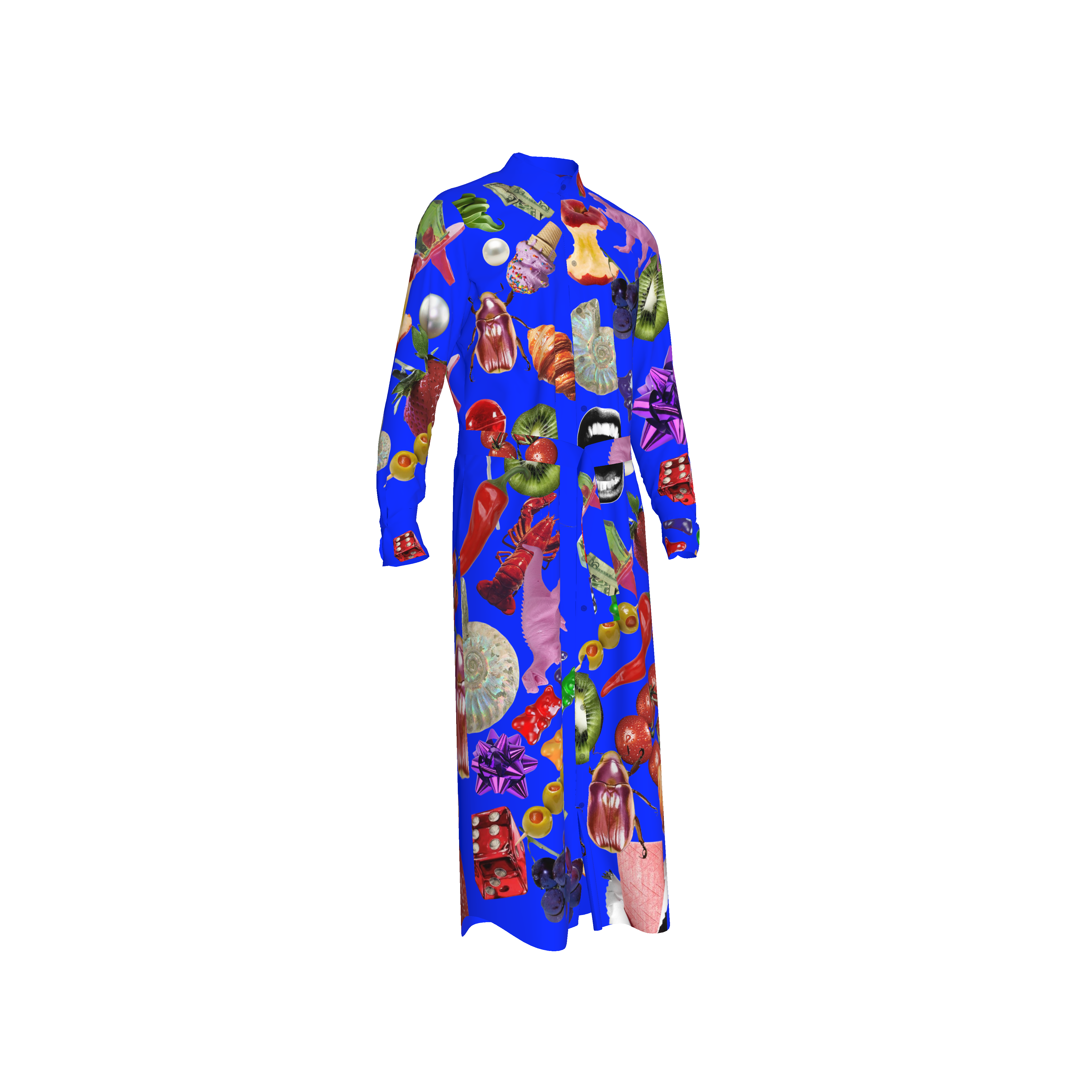 "Blue Print" Maxi Button-Up Shirt Dress