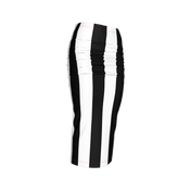 Black and White Stripe Ruched Midi Knit Skirt