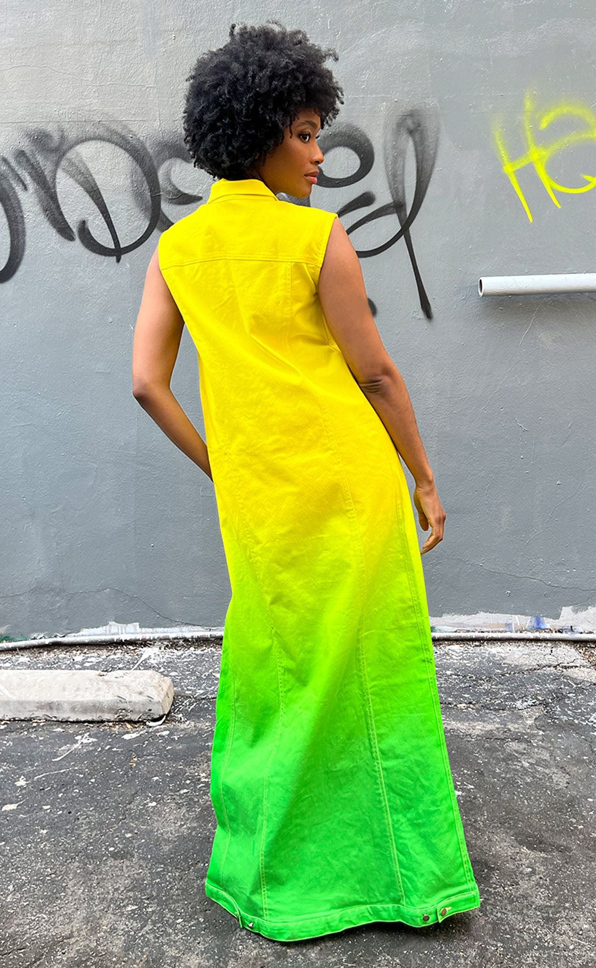 Limeade Ombre Maxi Sleeveless Denim Jacket
