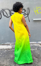 Limeade Ombre Maxi Sleeveless Denim Jacket