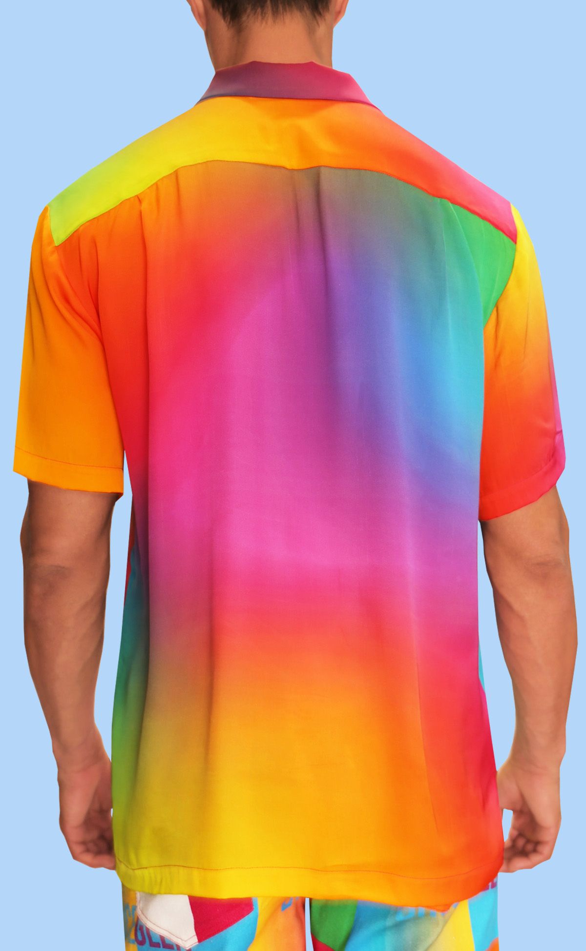 Unisex Rainbow Gradient Silk Camp Shirt
