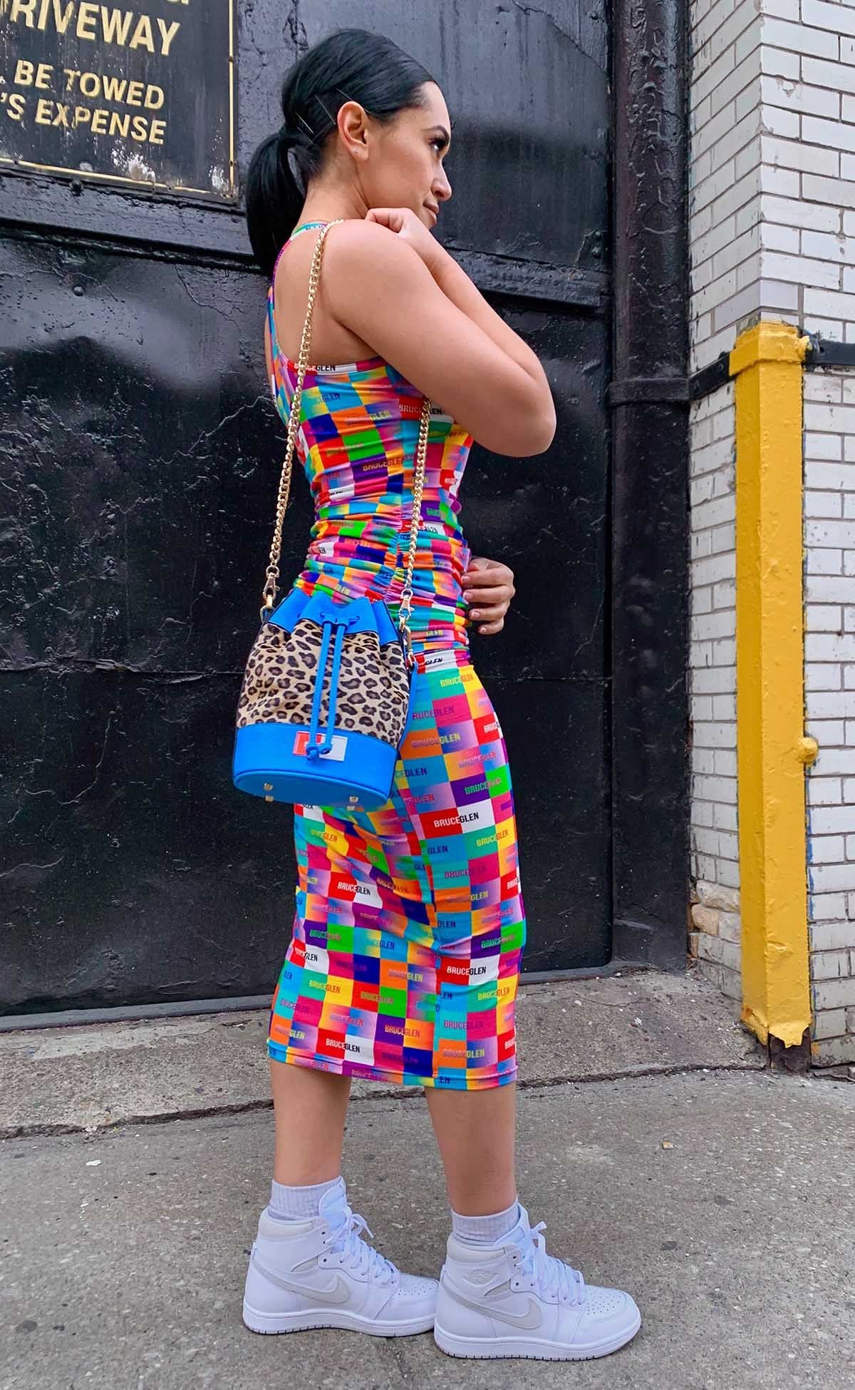 "Happy" Racer Back Ruched Tank Dress