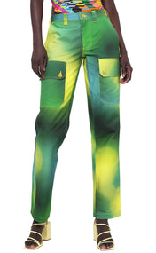 Unisex Acid Green Gradient Cargo Pant