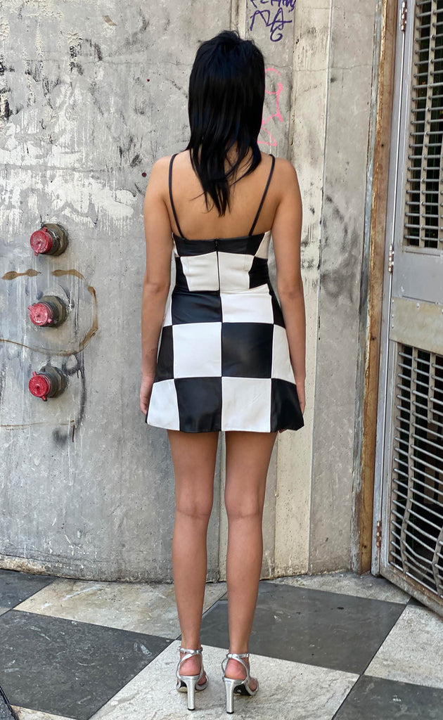 Leather Check Dress