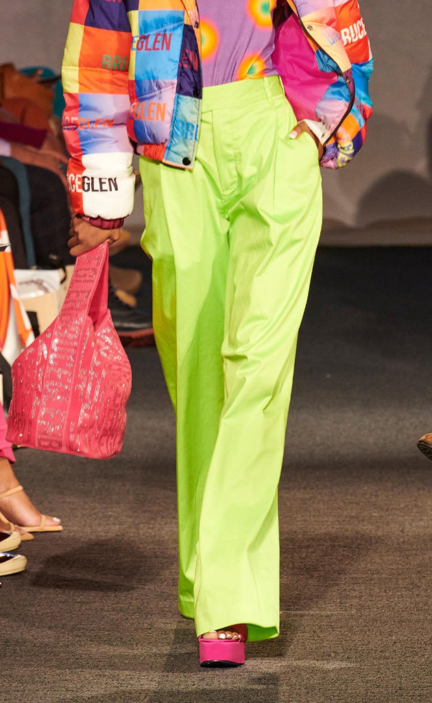 Wide Leg Trousers in Neon Lime