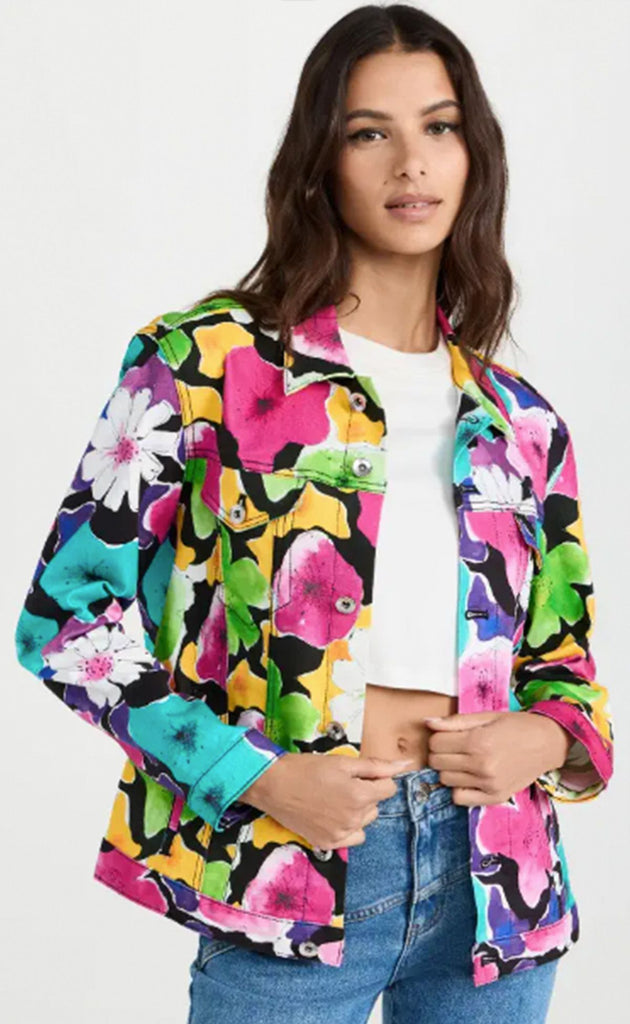 Water Color Floral Denim Jacket