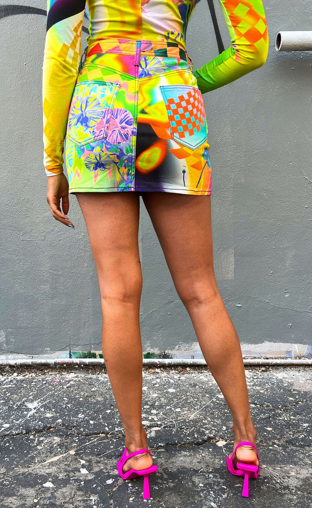 Graffiti Denim Mini Skirt