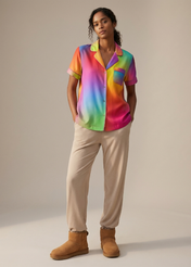 Rainbow Gradient Short Sleeve Pajama Top