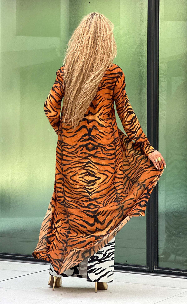 Tiger Maxi Button up Shirt Dress