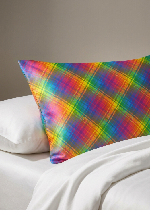 Rainbow Plaid Pillowcase