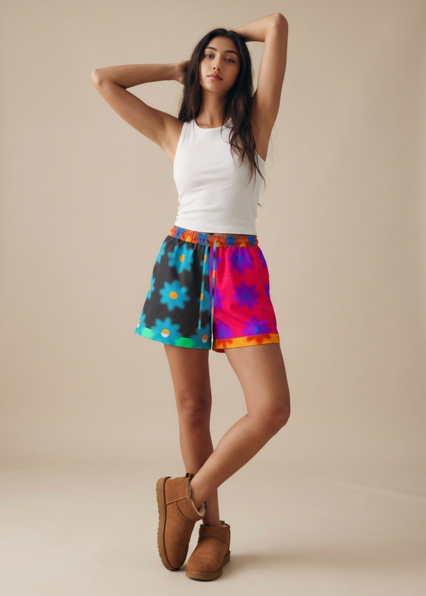 Mixed Poppy Drawstring Short