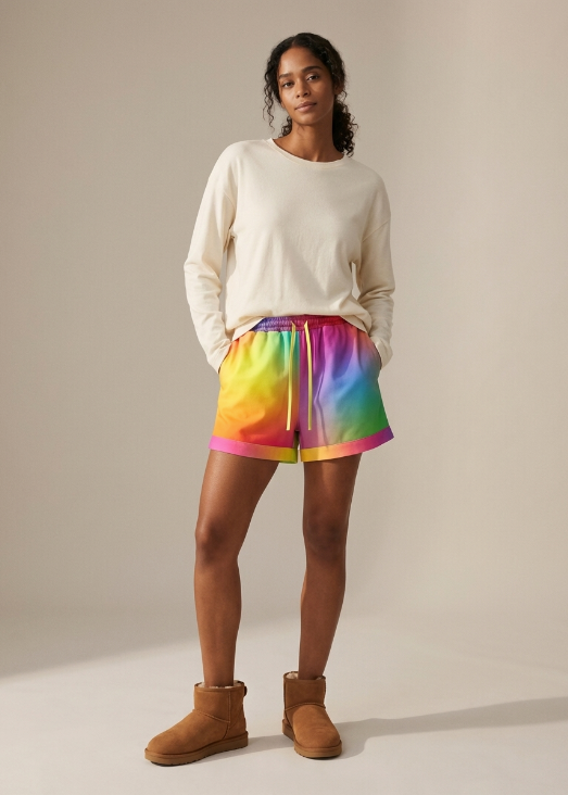 Rainbow Gradient Pajama Shorts