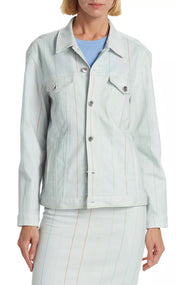 White Pinstripe Denim Jacket