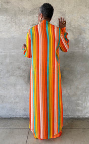 BruceGlen x MSIMB Electric Stripe Maxi Shirt Dress