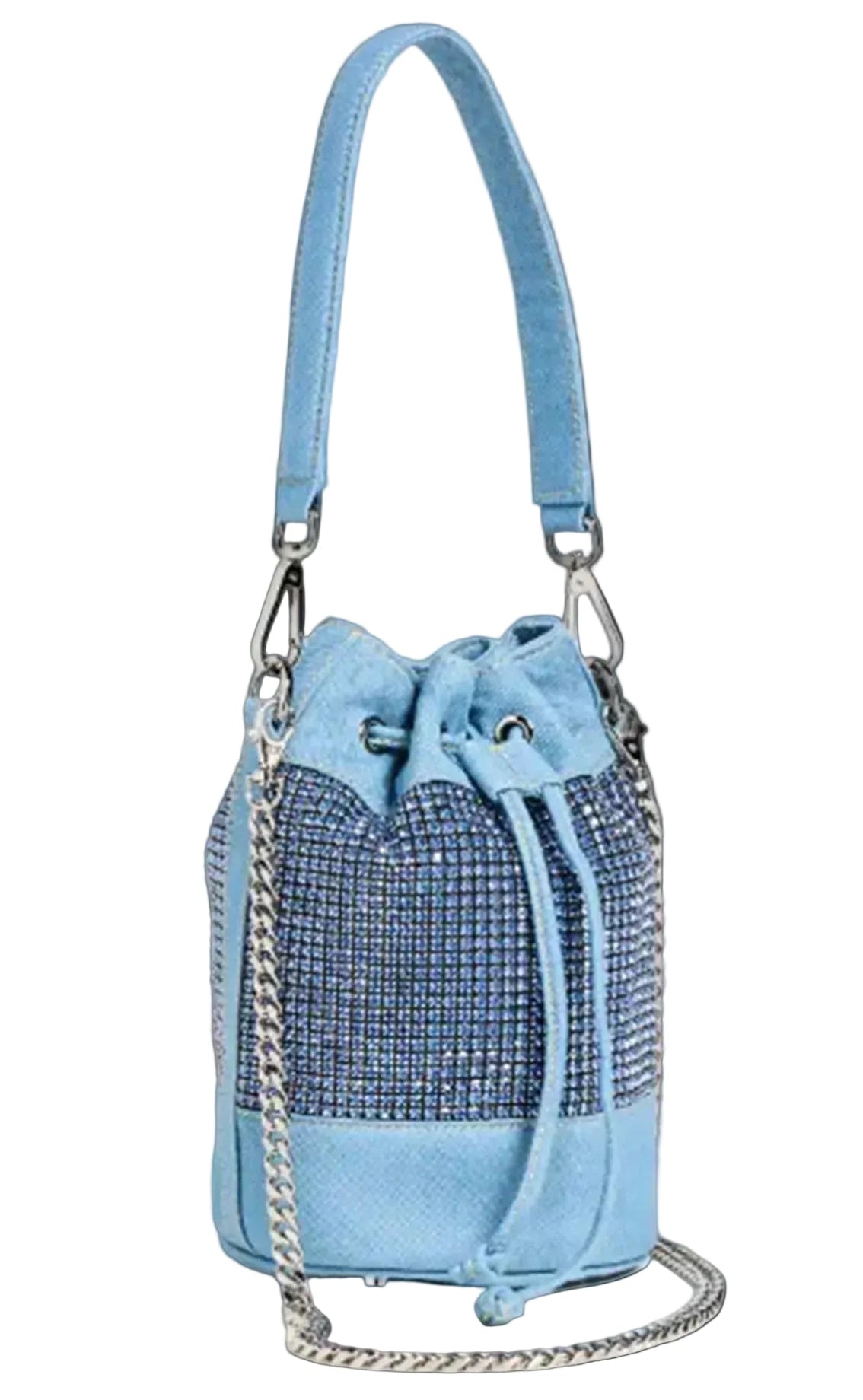 Blue Denim and Crystal Bucket Bag