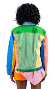 Rainbow Stripe Denim Jacket