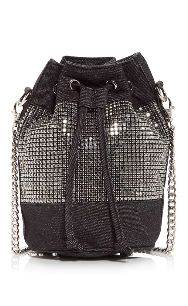 Black Denim and Crystal Bucket Bag