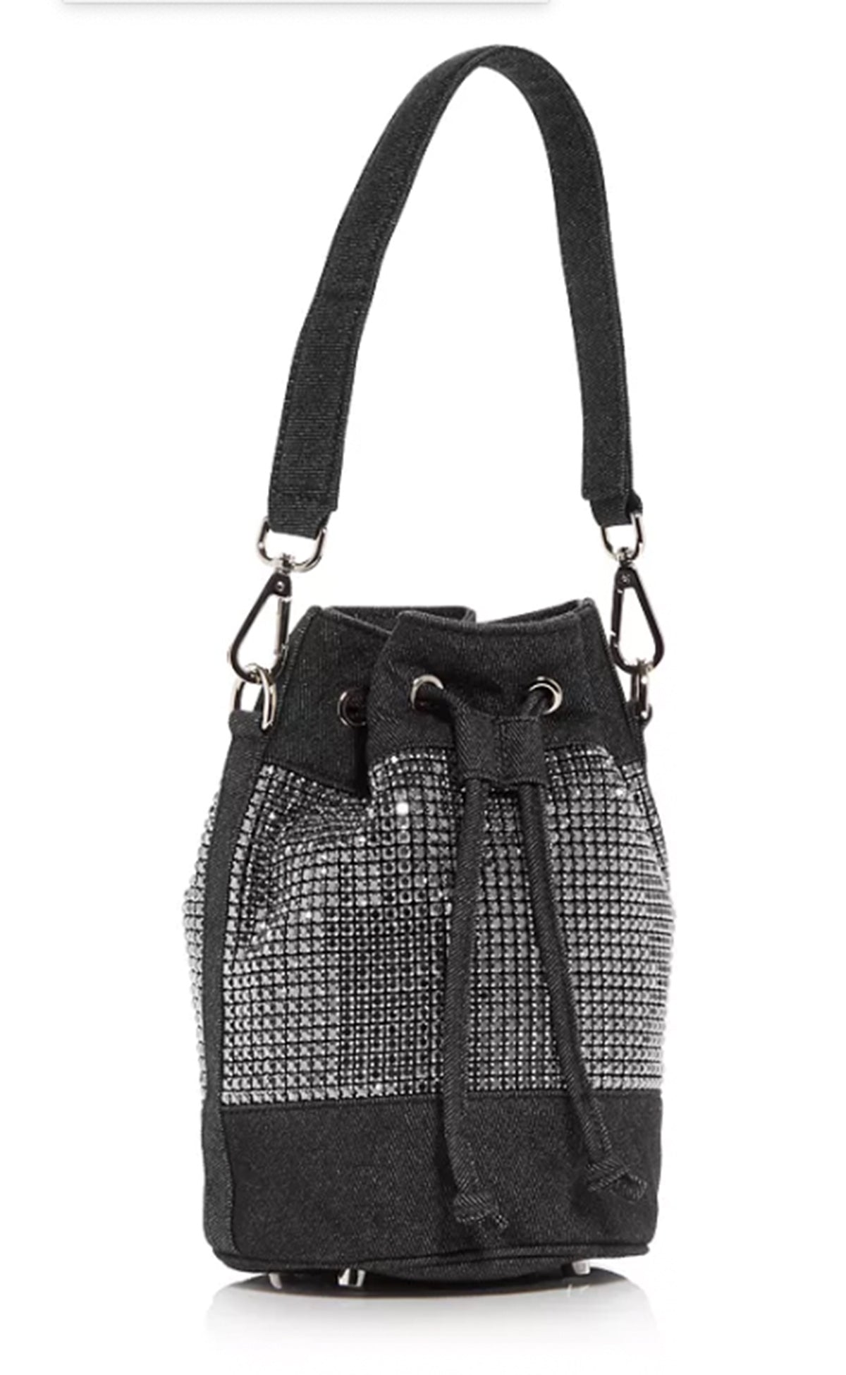 Black Denim and Crystal Bucket Bag