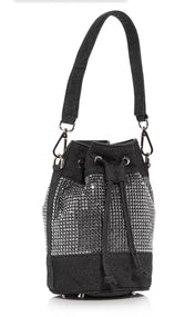 Black Denim and Crystal Bucket Bag