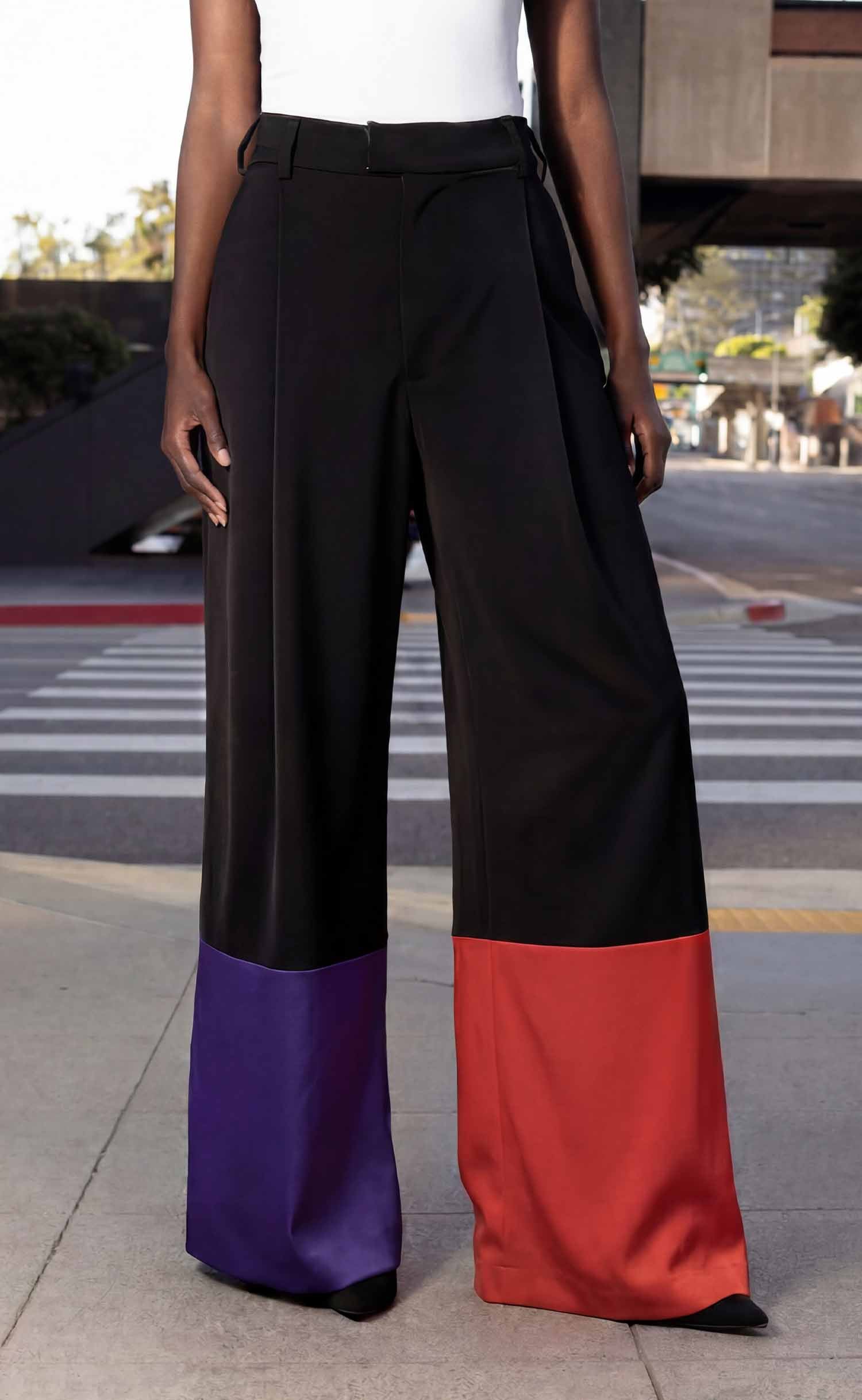 Color Block Wide Leg Trouser