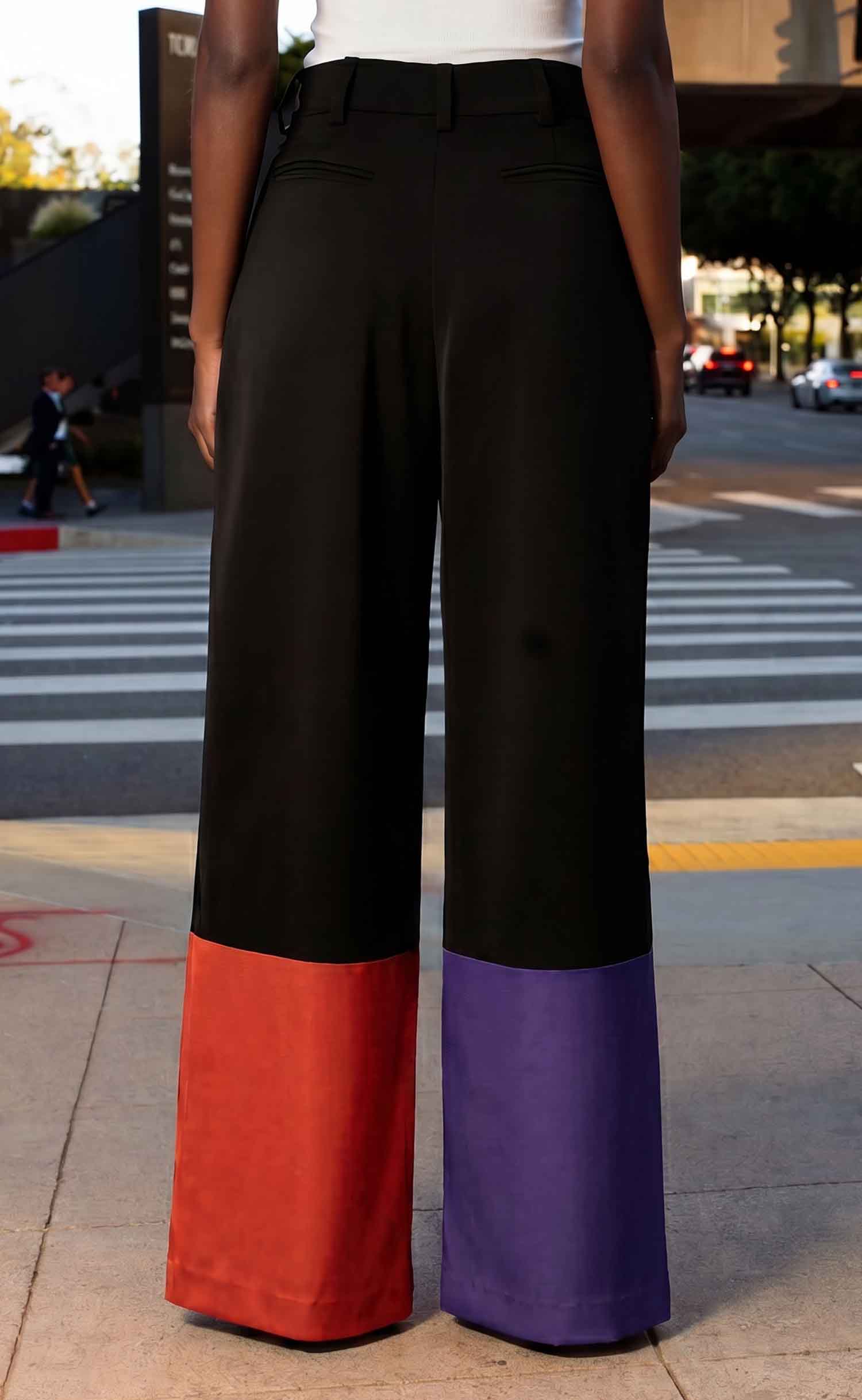 Color Block Wide Leg Trouser