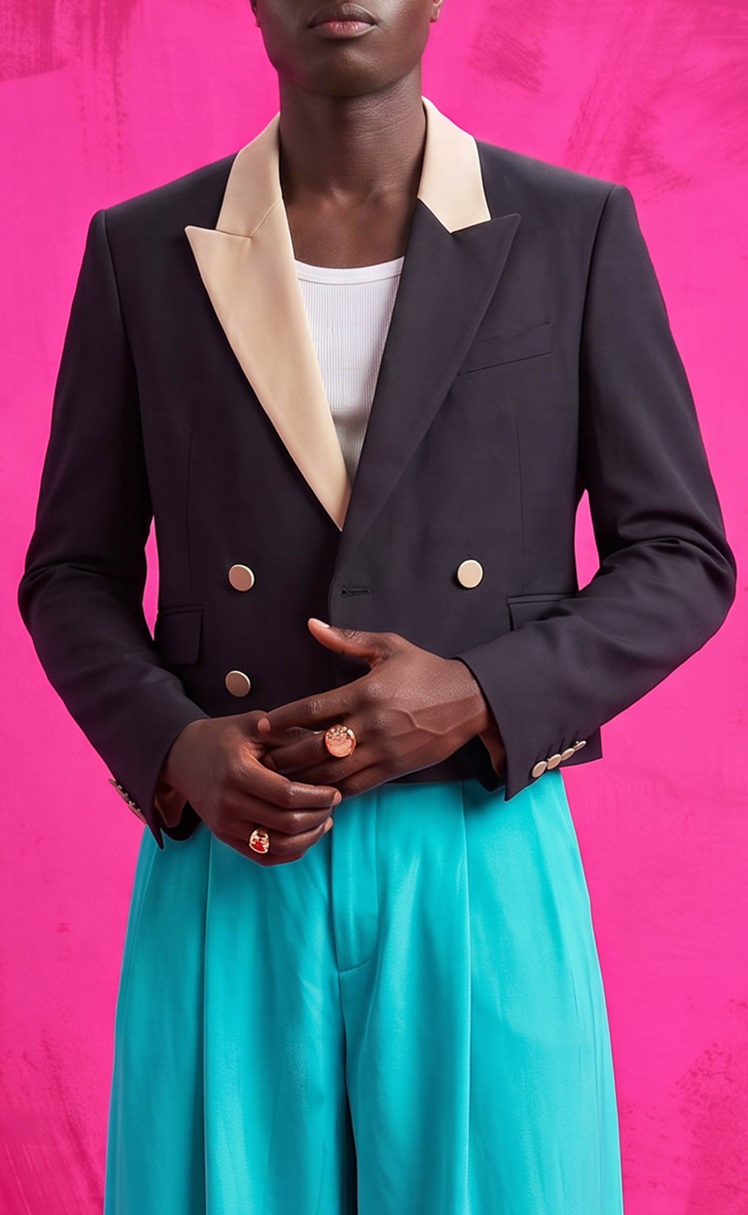 Ebony Color-Block Cropped Blazer