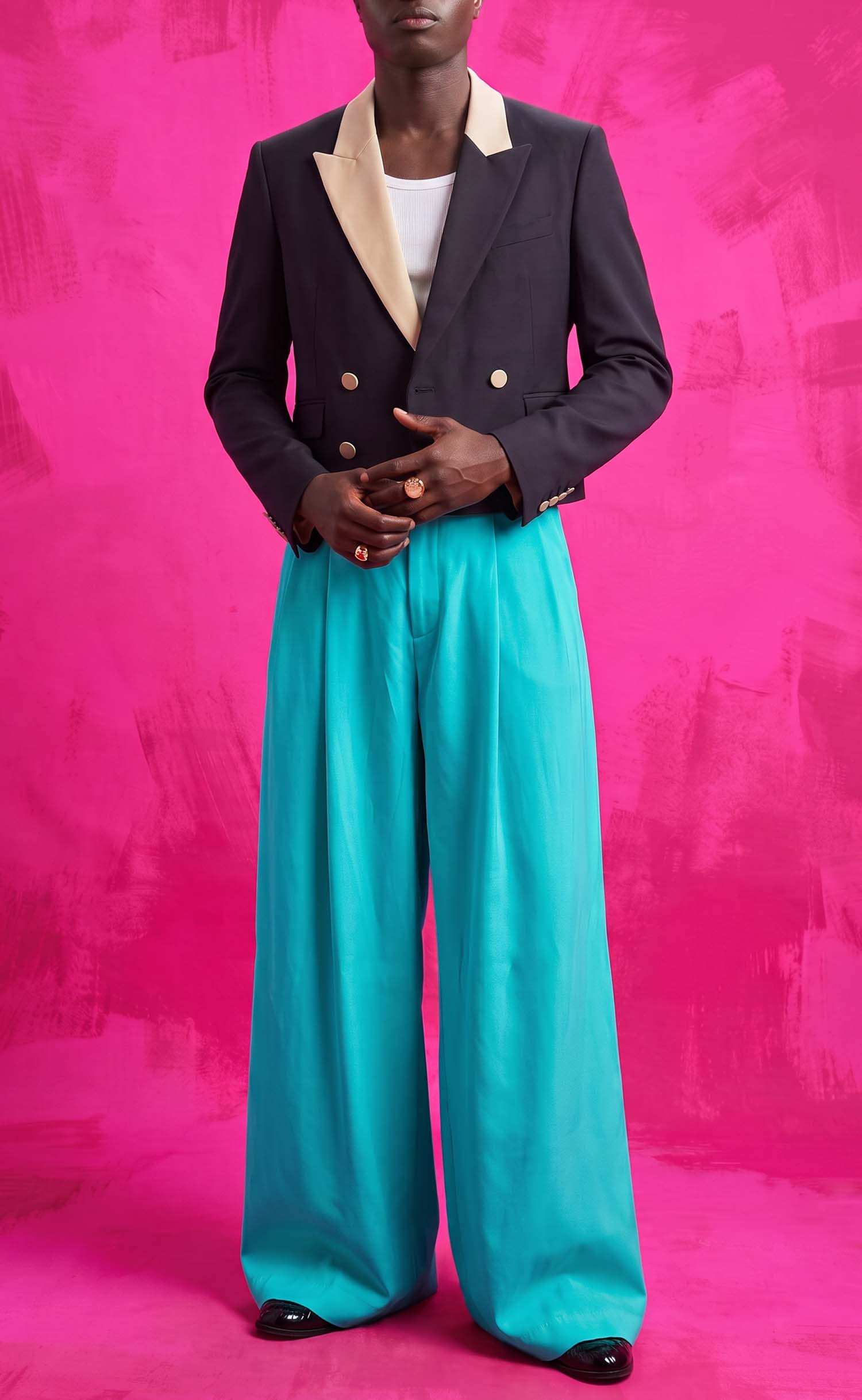 Ebony Color-Block Cropped Blazer