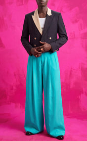 Ebony Color-Block Cropped Blazer